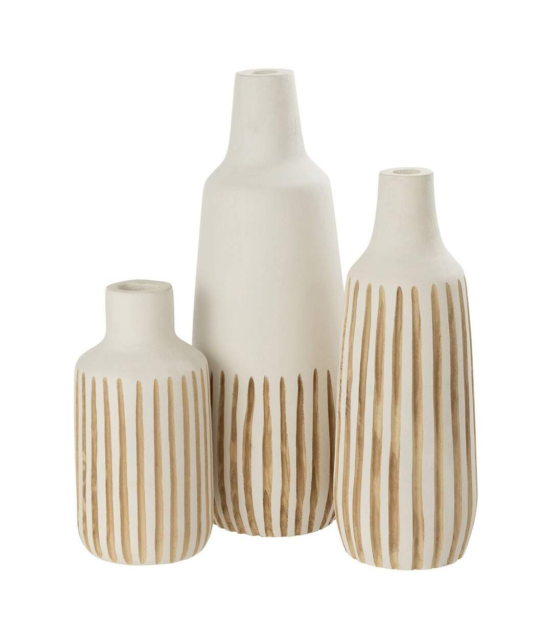 Vase Design en Bois Ying 45cm Blanc & Naturel-3