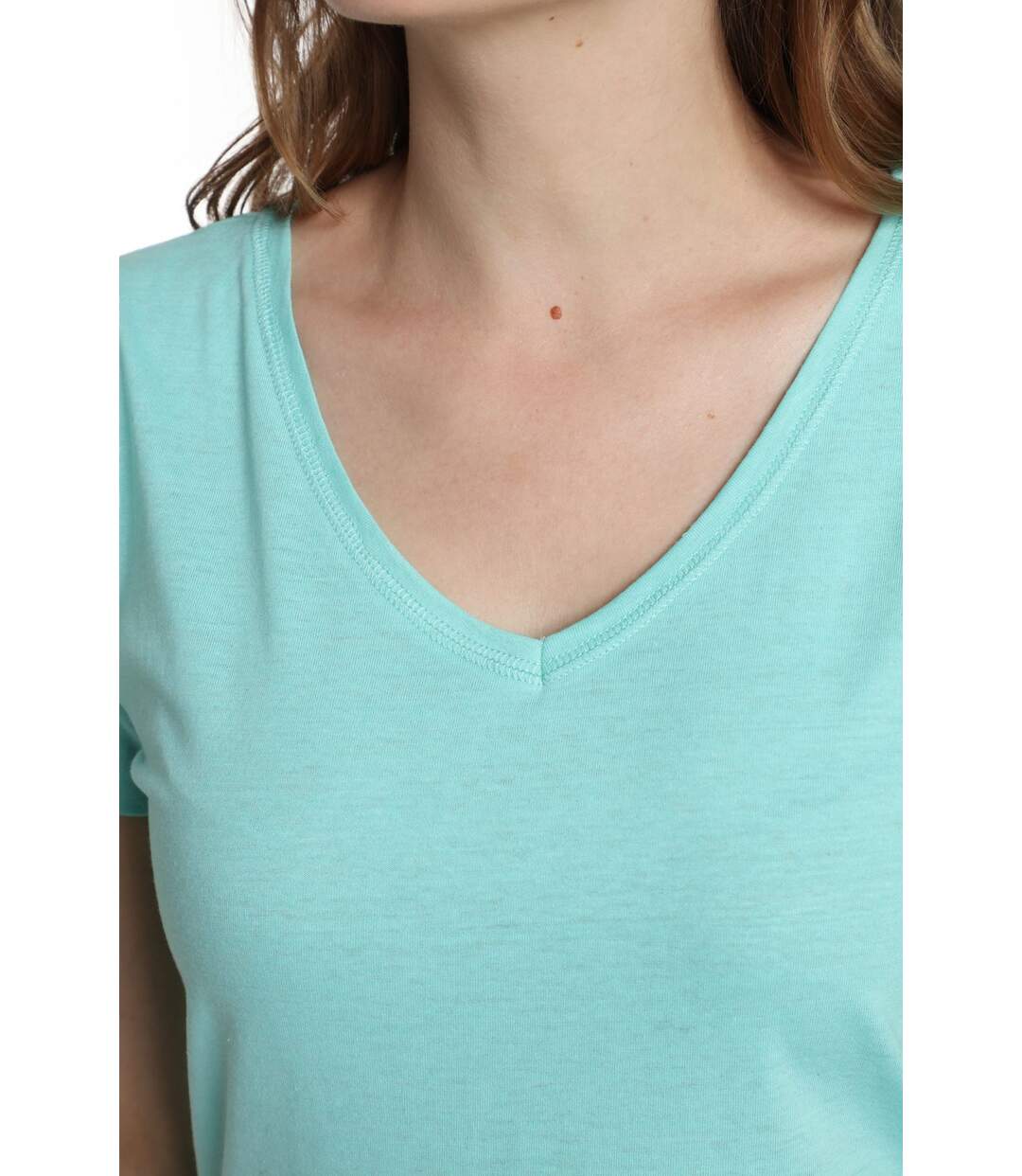 Tee Shirt Col V Manches Courtes Femme Maddy Cabage() | Gerard Pasquier Avec Col-v | Gerard Pasquier-4