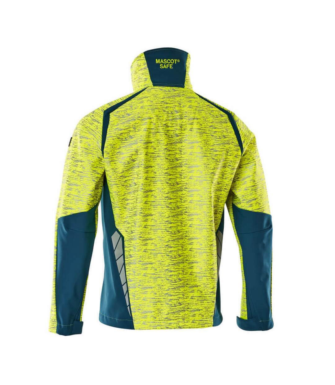Mens Accelerate Safe Soft Shell Jacket Hi Vis Yellow Dark Petroleum Mascot-2