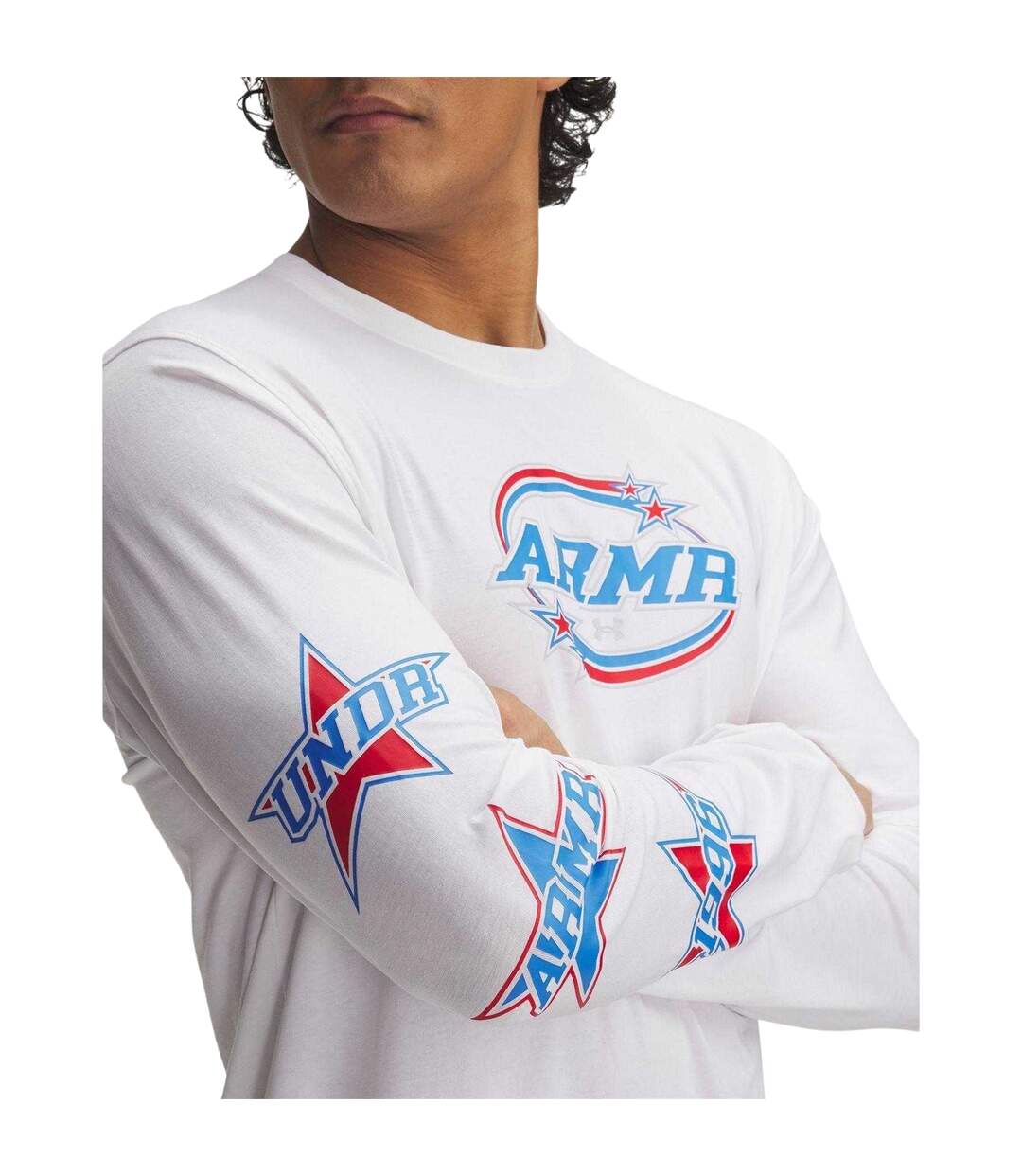 Mens Stacked Stars Long-sleeved T-shirt White Under Armour-3