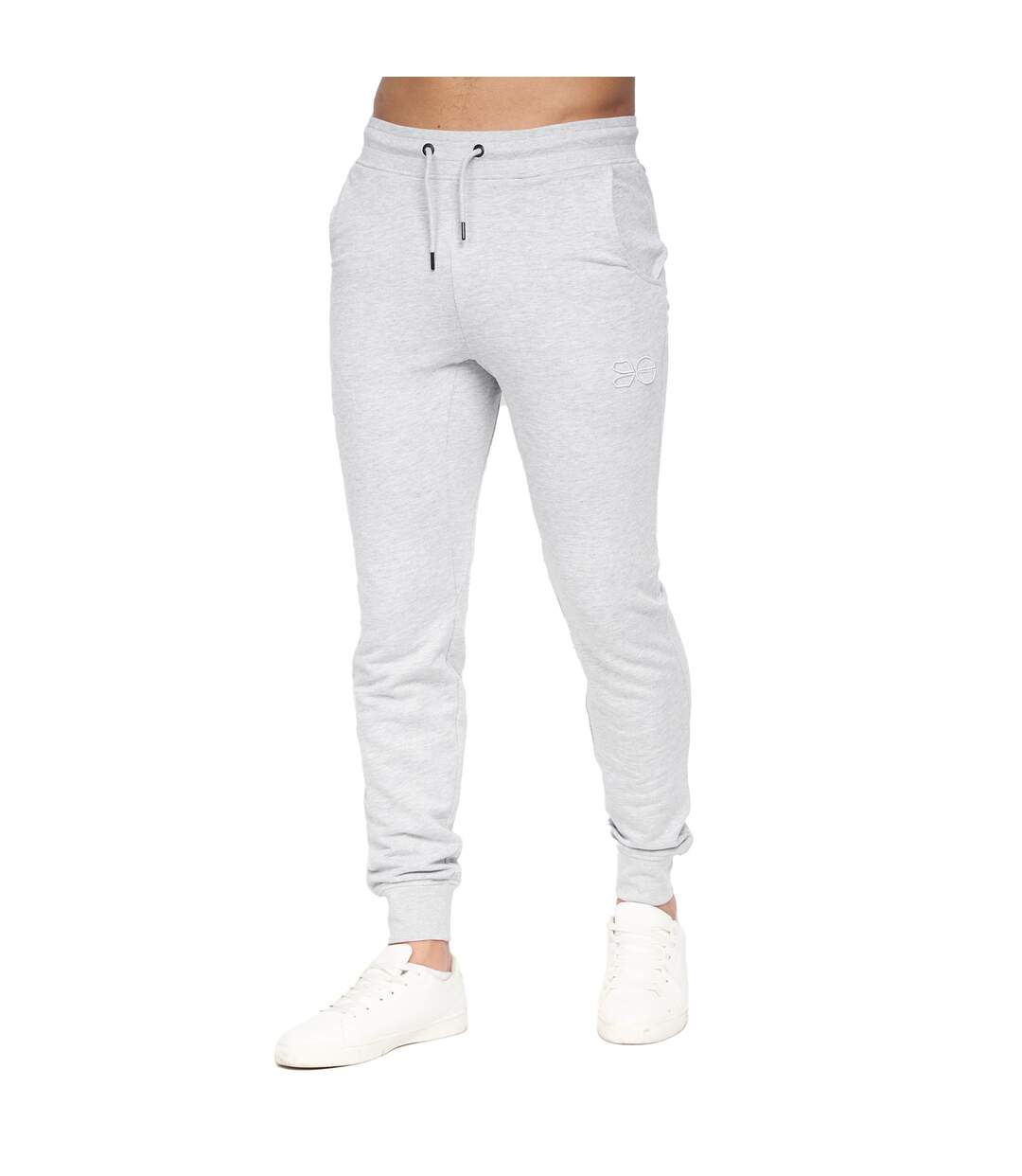 Mens Karmon Jogging Bottoms Grey Marl Crosshatch-1