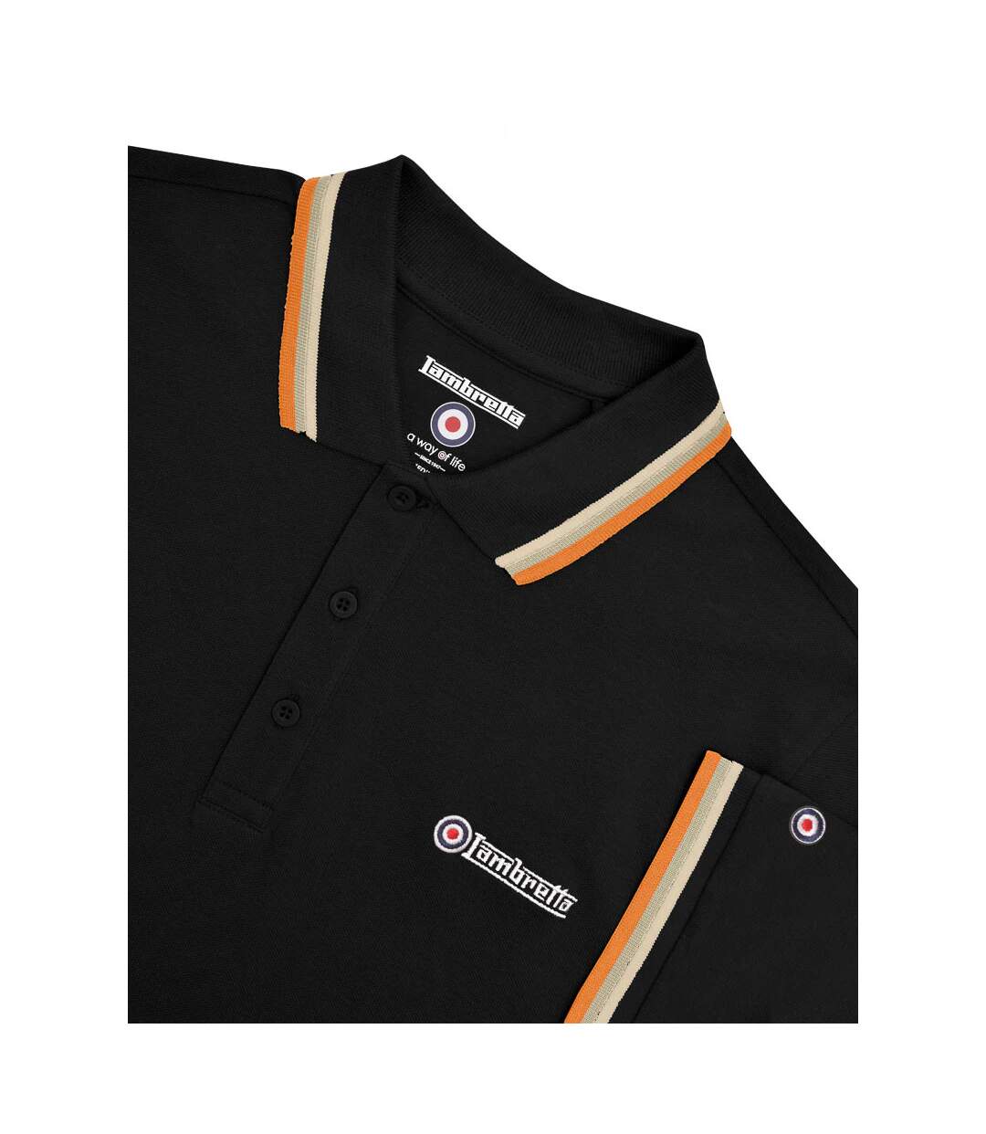 Polo Homme Noir Beige Gris Marron Clair Orange Lambretta-4