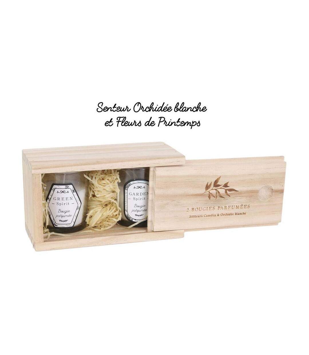 Coffret en bois avec 2 bougies Nature