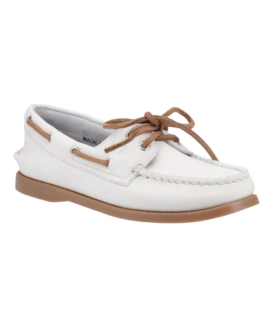 Chaussures Bateau Authentic Femme Blanc Marron Pâle Sperry-1