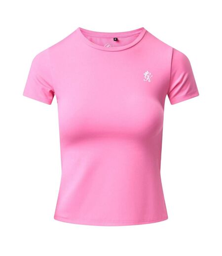 T-shirt Motif/style Logo Brodé Femme Rose Œillet Gym King