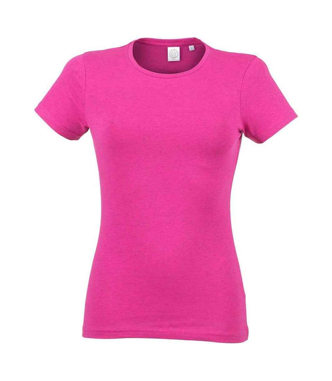 Womens/ladies feel good heather stretch t-shirt pink SF-1