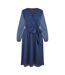 Womens/ladies Dobby Spotted Wrap Dress Navy Mela London-2