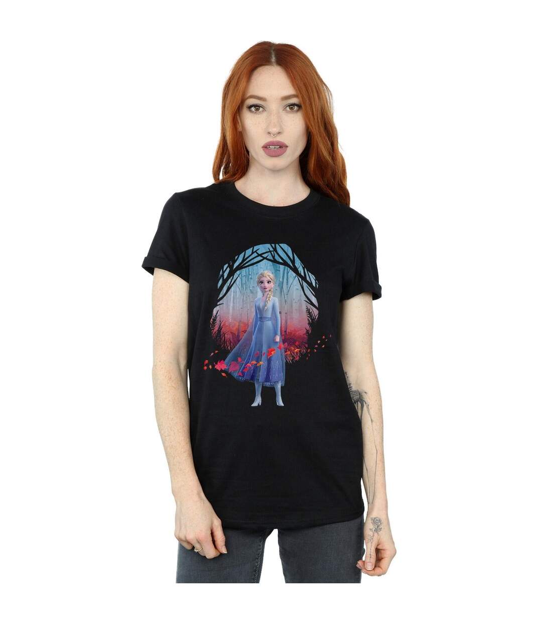 Disney Womens/Ladies Frozen 2 Elsa Find The Way Cotton Boyfriend T-Shirt (Noir) - UTBI24353-2