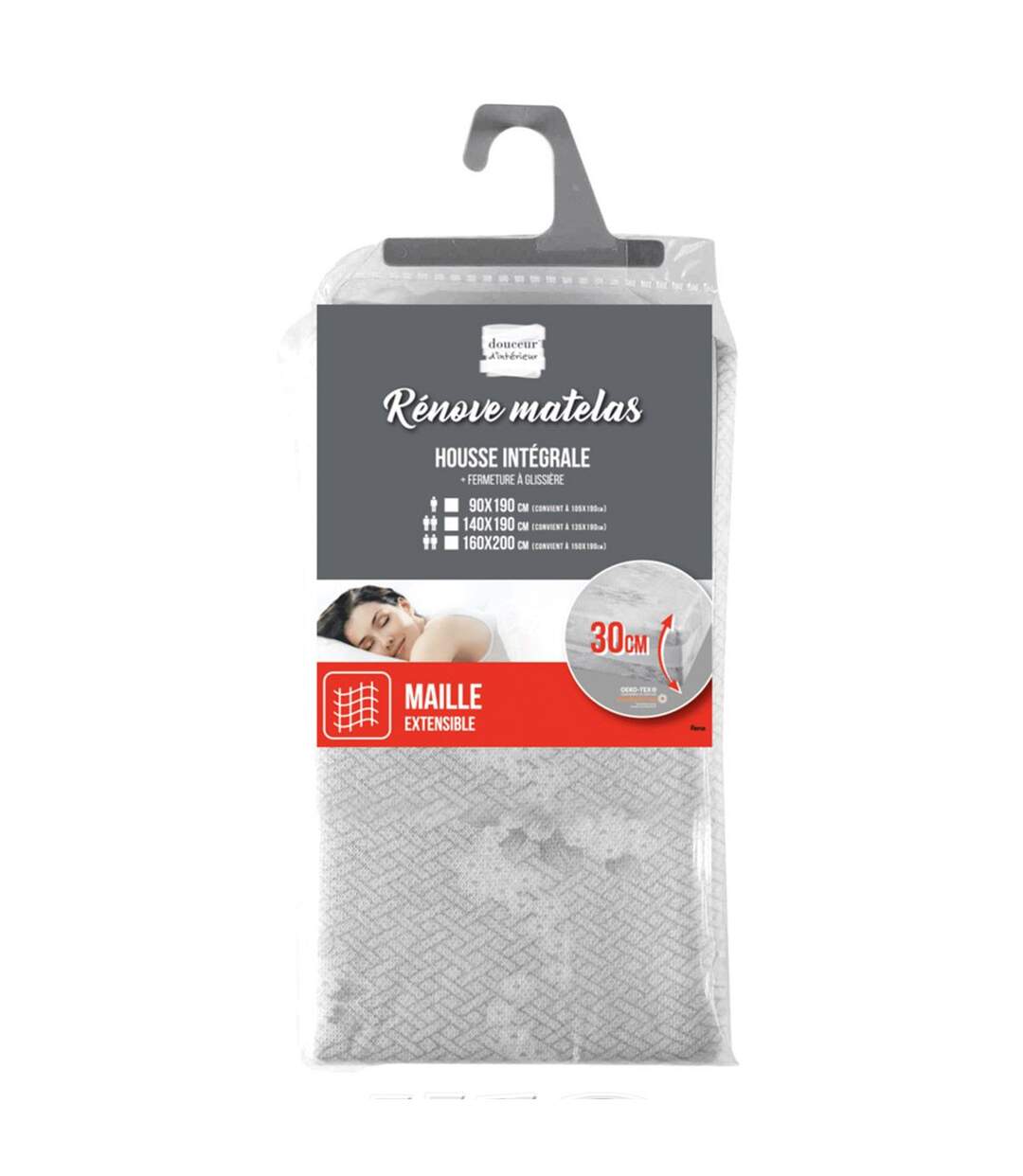 Housse Rénove Matelas Rena 140x190cm Gris-2