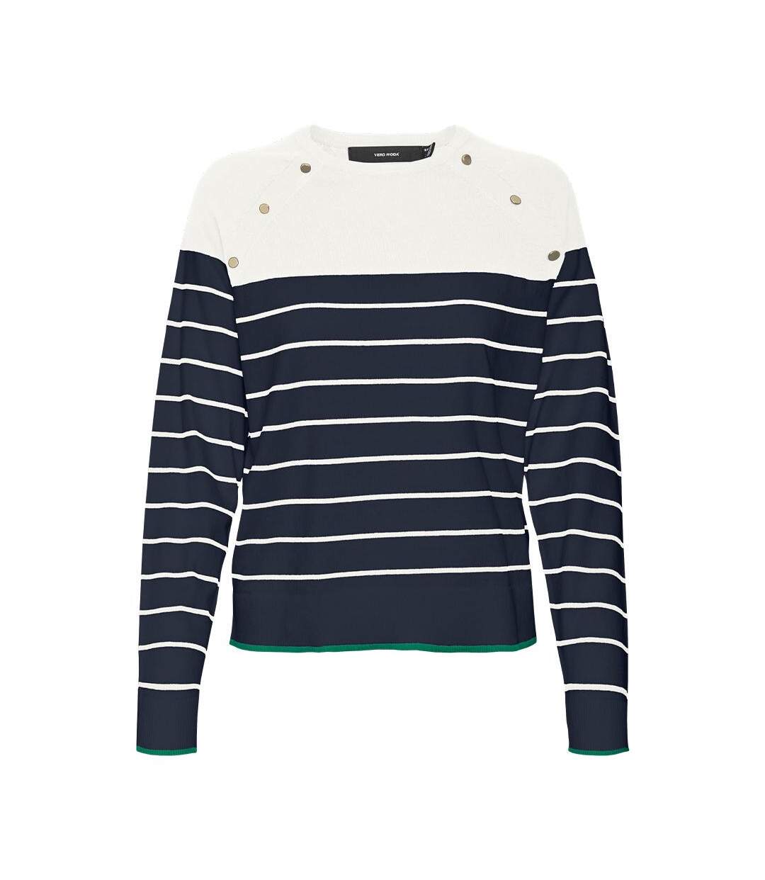 Pull Marinière Marine/Blanc Femme Vero Moda Alma - L-1