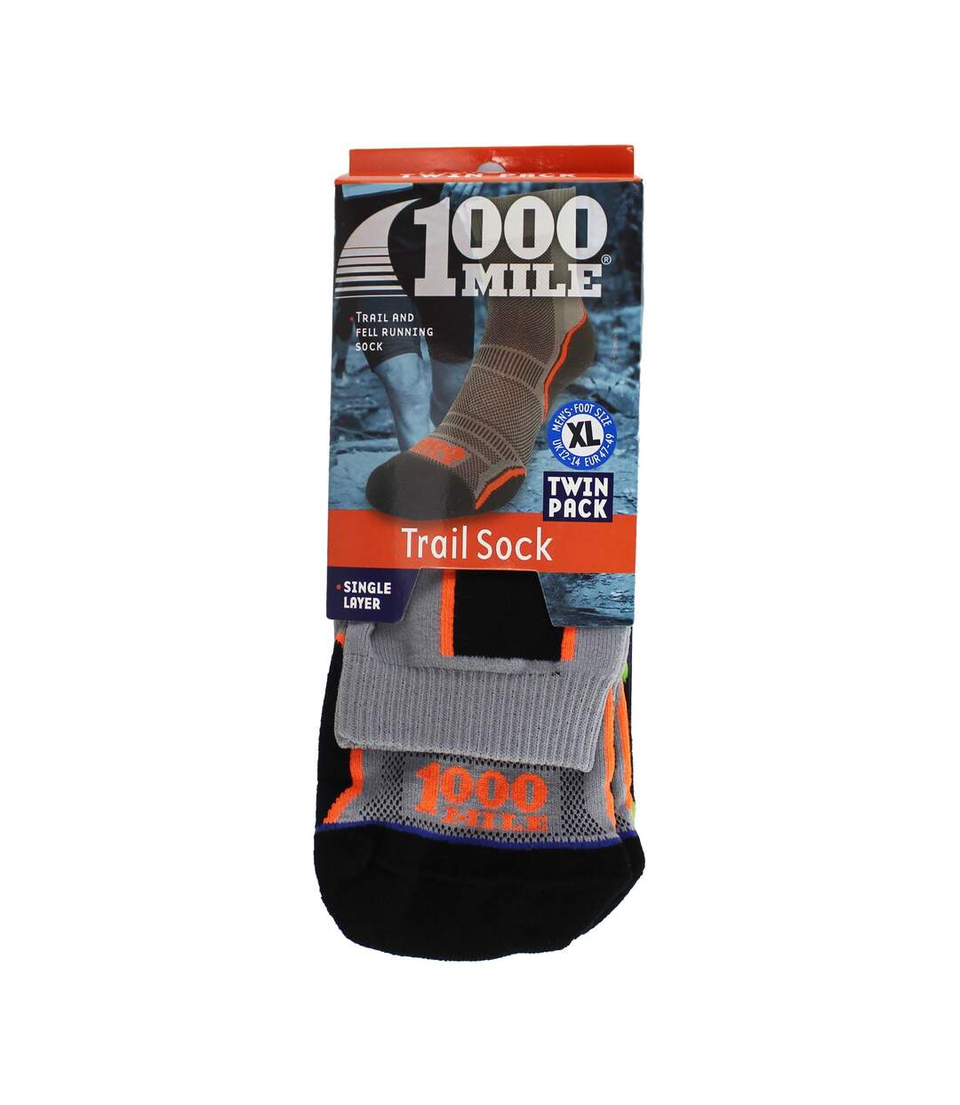 2 Pack Men's Single Layer Trail Socks - Twin Pack-2
