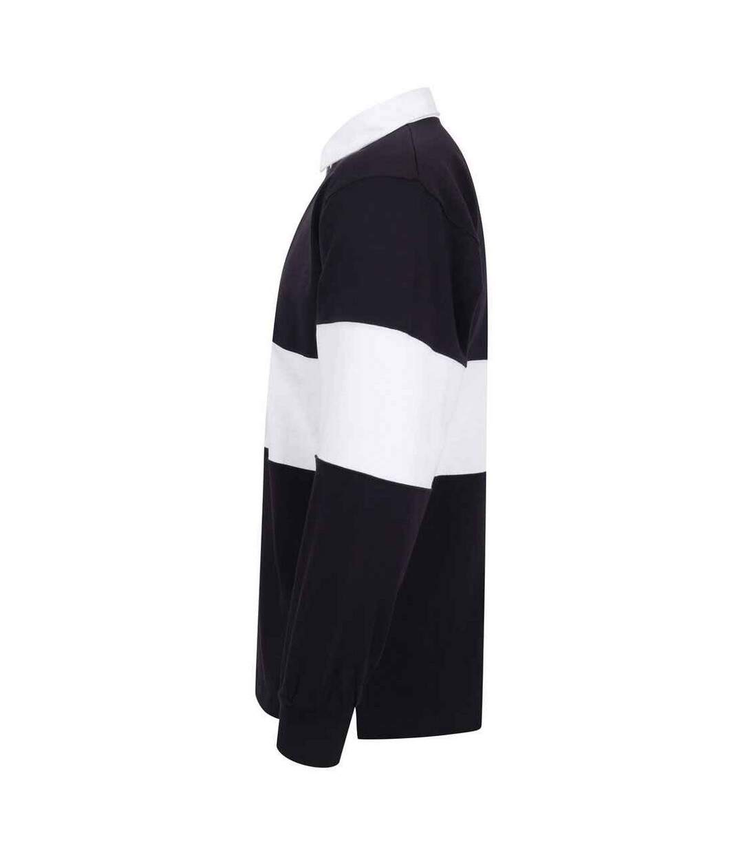 Unisex Adult Panelled Rugby Shirt Navy White Front Row-3