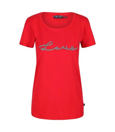 Womens/ladies Filandra Vi Text Coolweave T-shirt Red Regatta