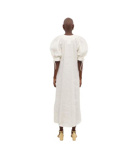 Robe Mi-longue Manches Bouffantes Motif/style Floral Femme Blanc Sleeper