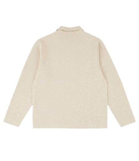 Mens Altius Waffle Long-sleeved Polo Shirt Ecru Prevu