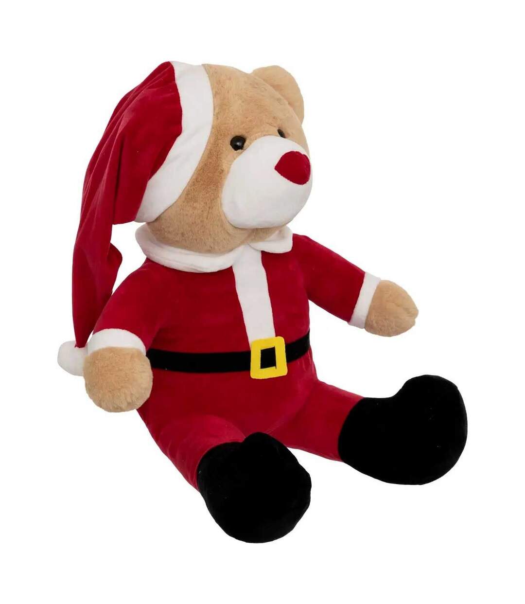Peluche Déco Ours Père Noël 60cm Rouge-1