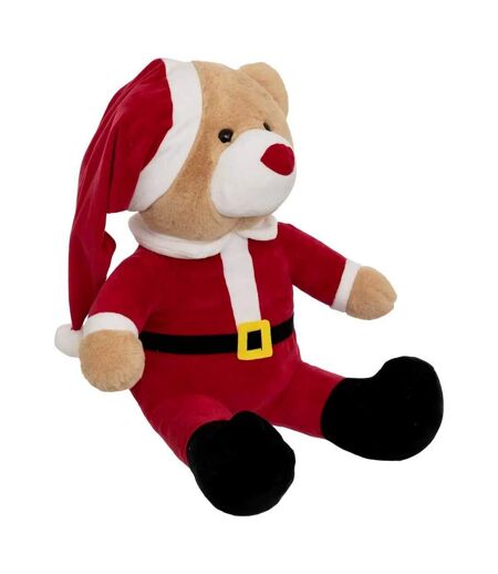 Peluche Déco Ours Père Noël 60cm Rouge