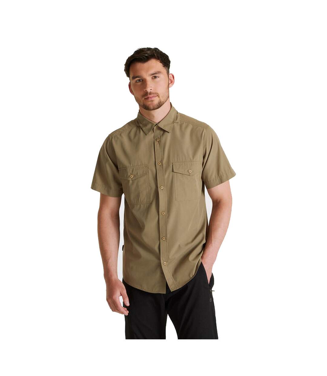 Mens expert kiwi short-sleeved shirt pebble Craghoppers