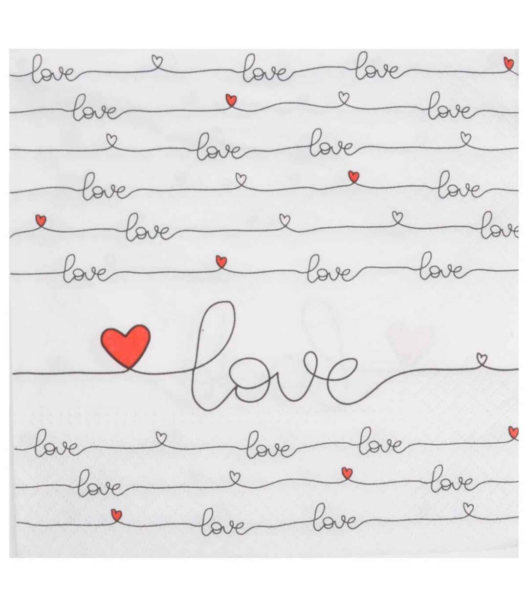 Lot de 20 Serviettes en Papier New Love 33x33cm Blanc-1