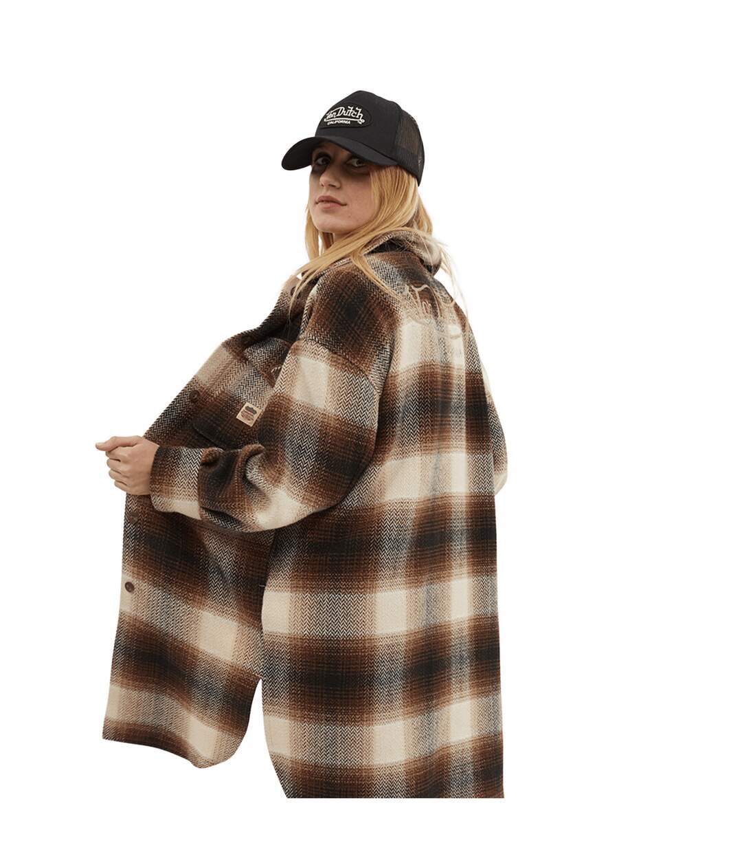 Surchemise femme oversize à carreaux avec logo brodé au dos Blush Vondutch-2