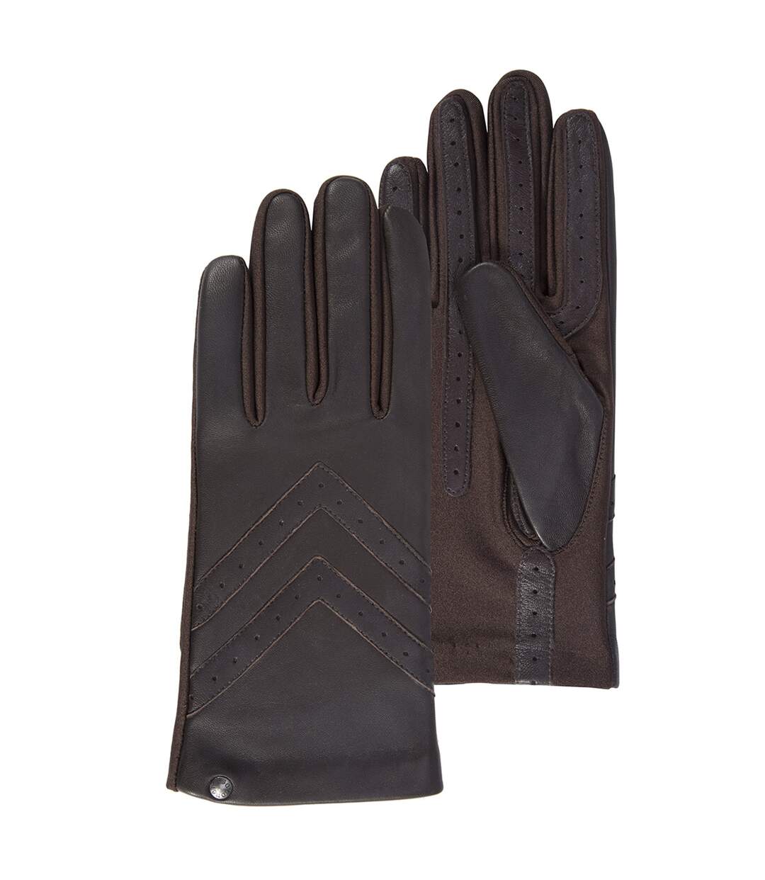 Isotoner Gants femme tactiles en cuir de moutone tissu - doublés soie-4