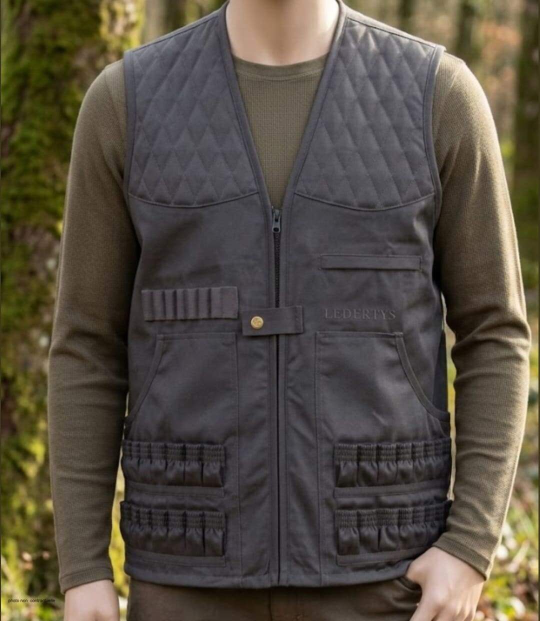 Gilet de Chasse LEDERTYS Spécial Munitions LY0204 – Cartouchière Haute Capacité, Carnier et Épaules Matelassées-1