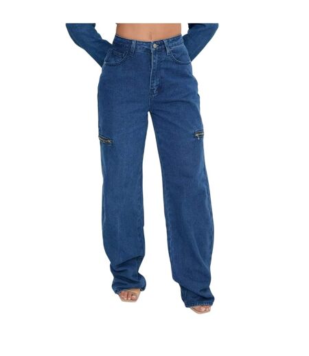 Jean Motif/style Zippé Femme Bleu I Saw It First