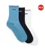 Pack Of 3  Mens Logo Ankle Socks  Blue Navy Blue White Boss-1