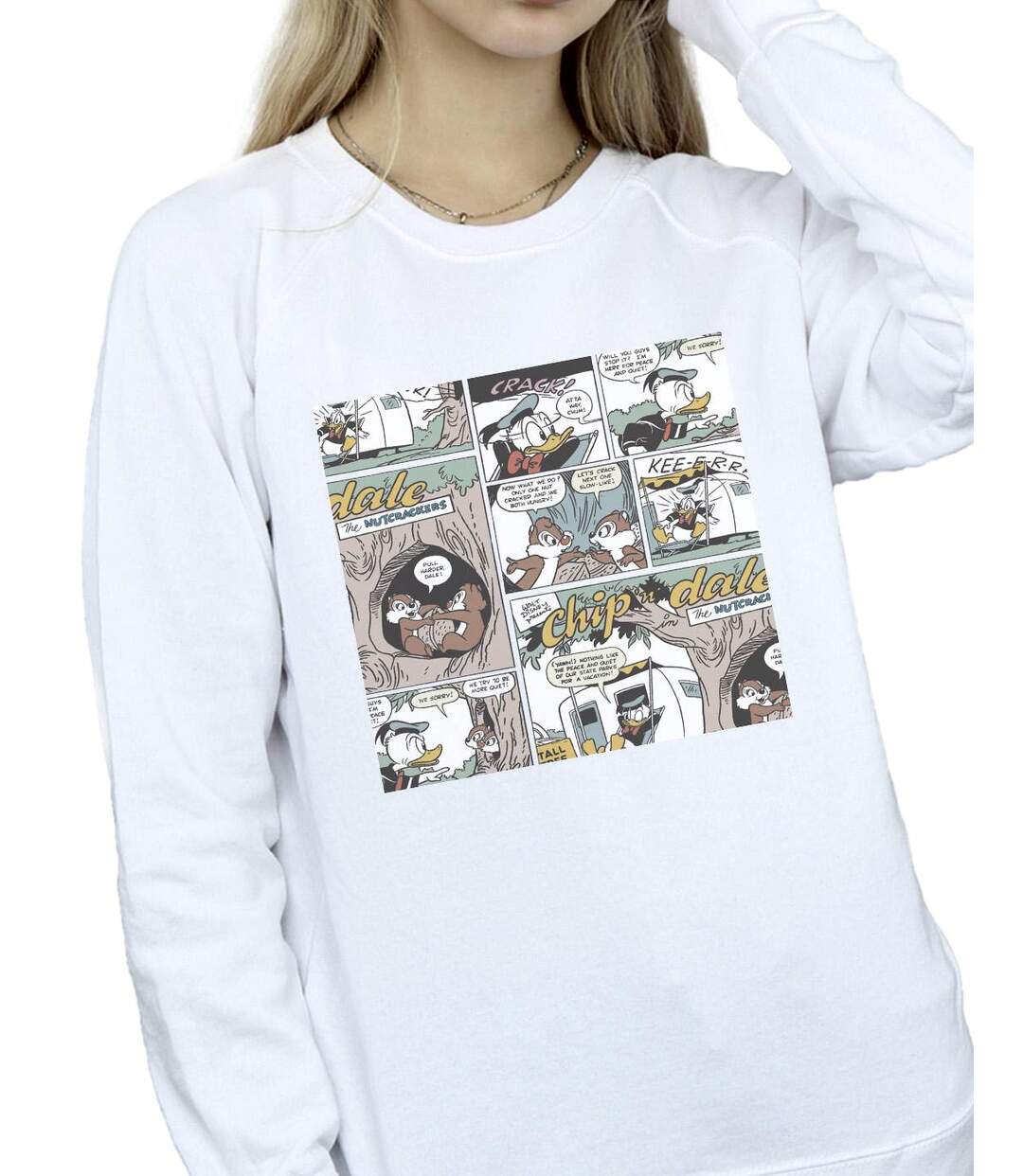 Disney - Sweat CHIP 'N DALE COMIC - Femme (Blanc) - UTBI14758-3