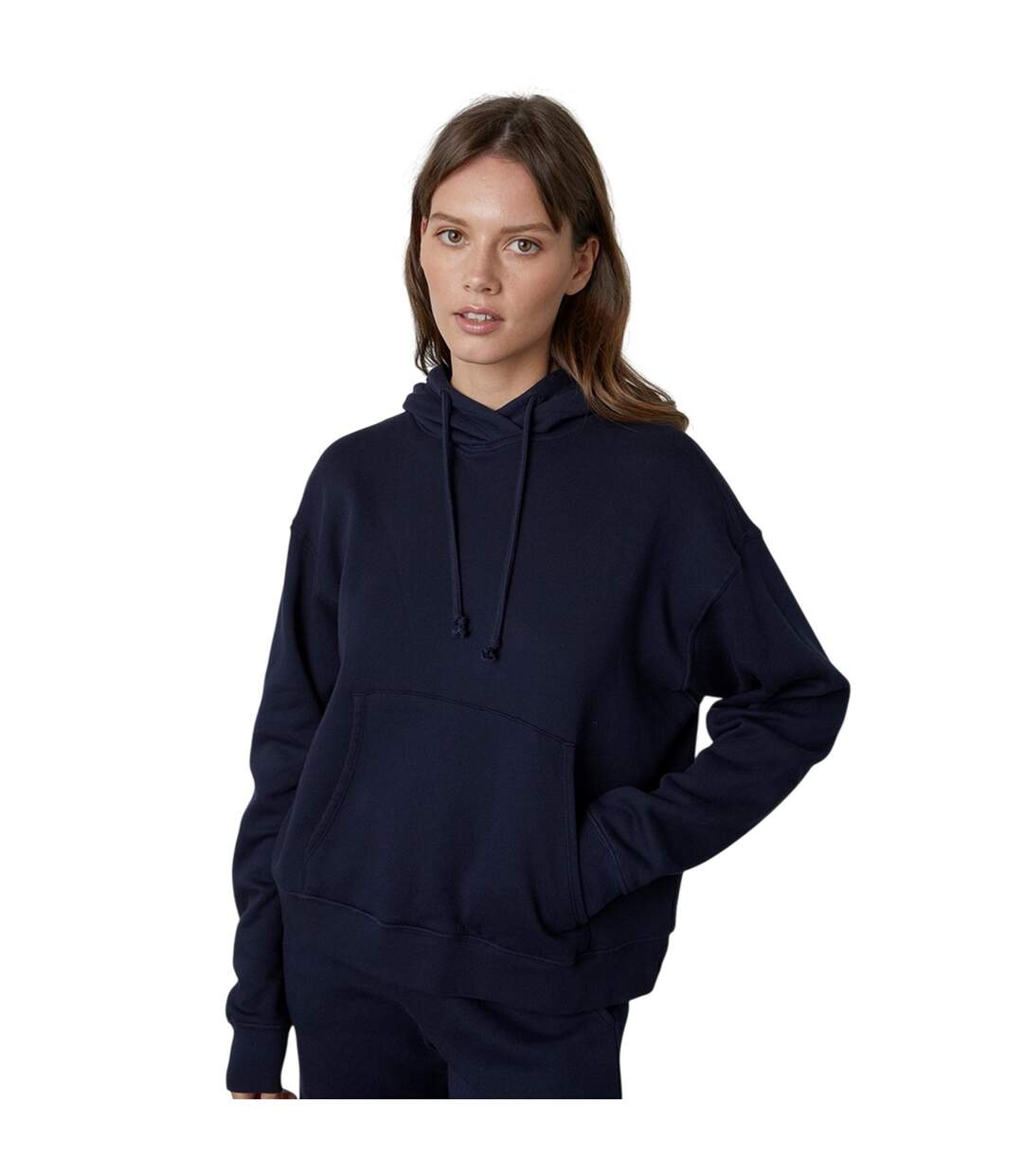 Womens/ladies Fleece Hoodie Navy Velvet By Graham & Spencer-2