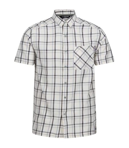 Mens Mindano Viii Checked Short-sleeved Shirt Silver Grey Ash White Marshmallow Regatta