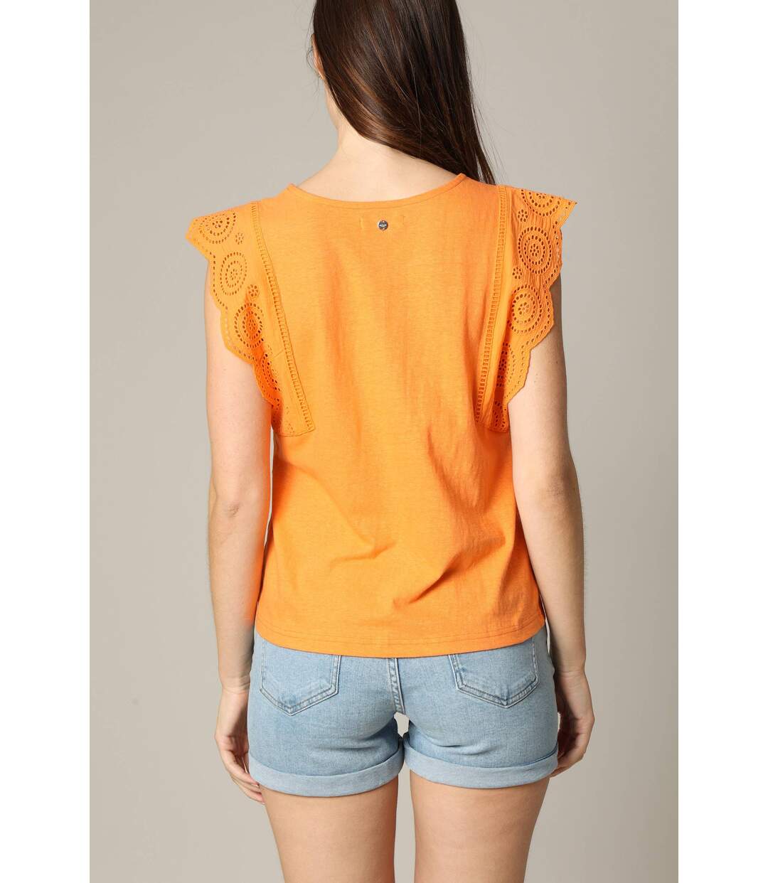 Blouse en coton et lin avec détails ajourés AZIANA-4