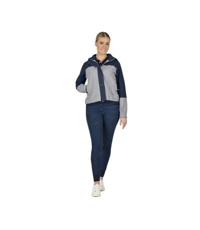 Womens/ladies Crissy Colour Block Waterproof Jacket Gull Grey Academy Navy Dublin