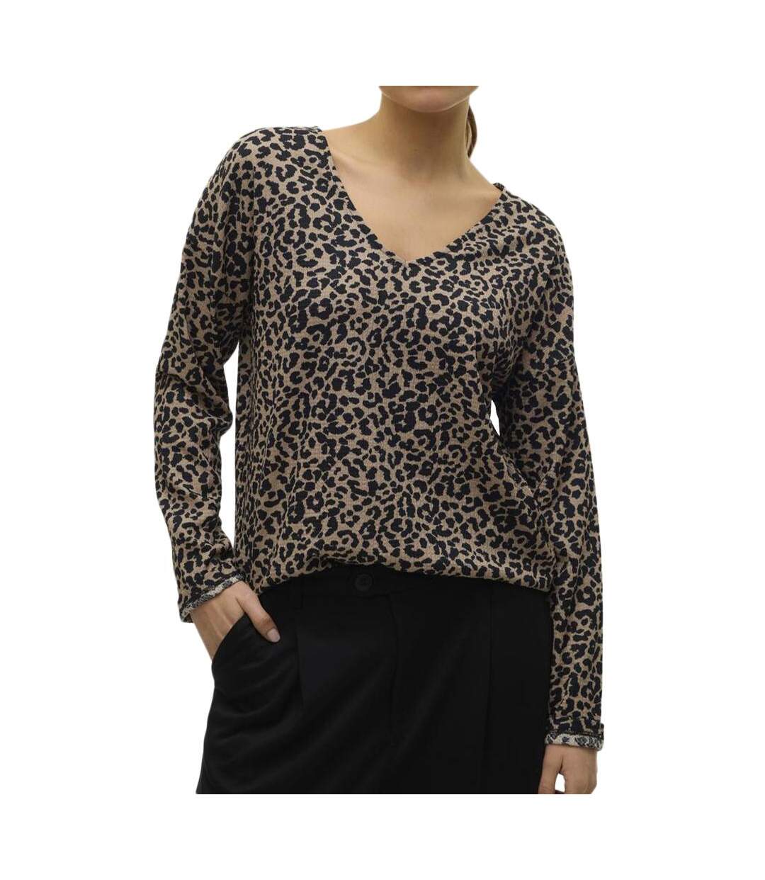 Blouse Marron/Noire Femme Vero Moda Merve - S