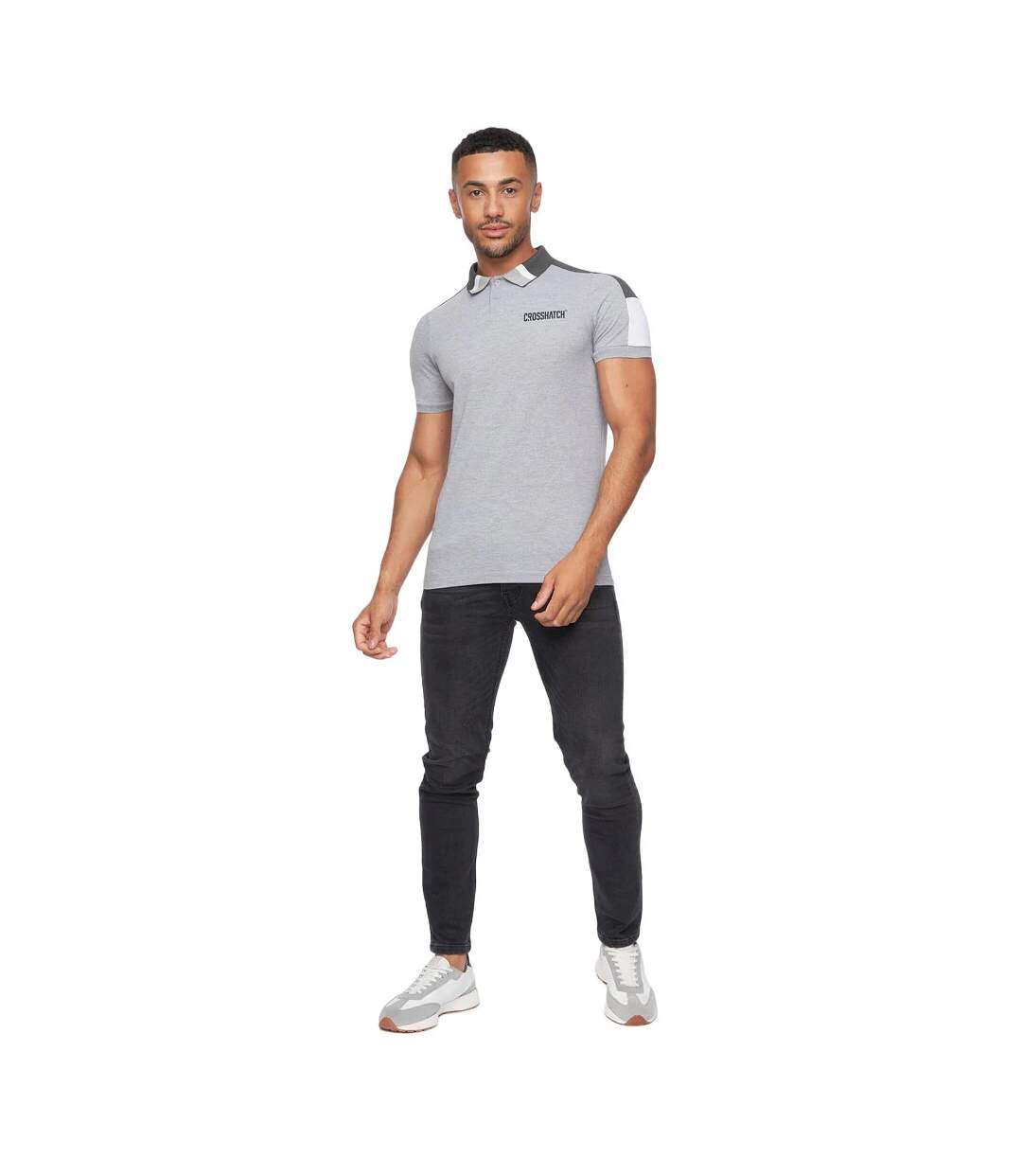 Polo cramsures homme gris chiné Crosshatch-3