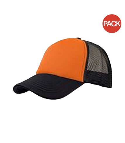 Lot de 2  casquettes rapper adulte orange / noir Atlantis