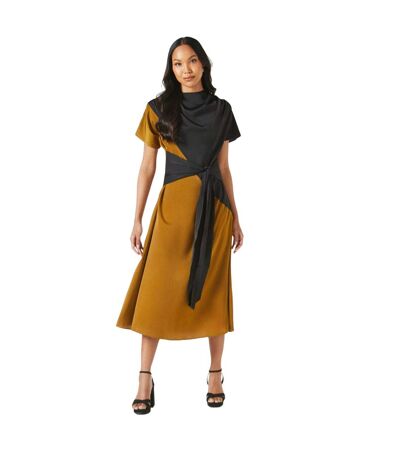 Womens/ladies contrast tie belt midi dress black Principles