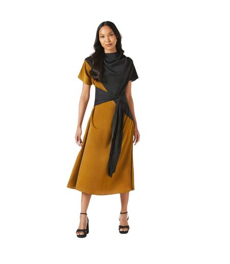 Womens/ladies contrast tie belt midi dress black Principles