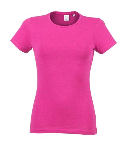 Skinni Fit Womens/Ladies Feel Good Stretch Short Sleeve T-Shirt (Heather Pink)
