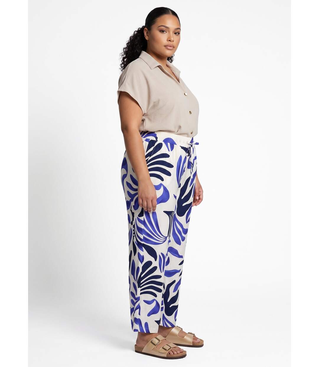 Pantalon large imprimé abstrait-3
