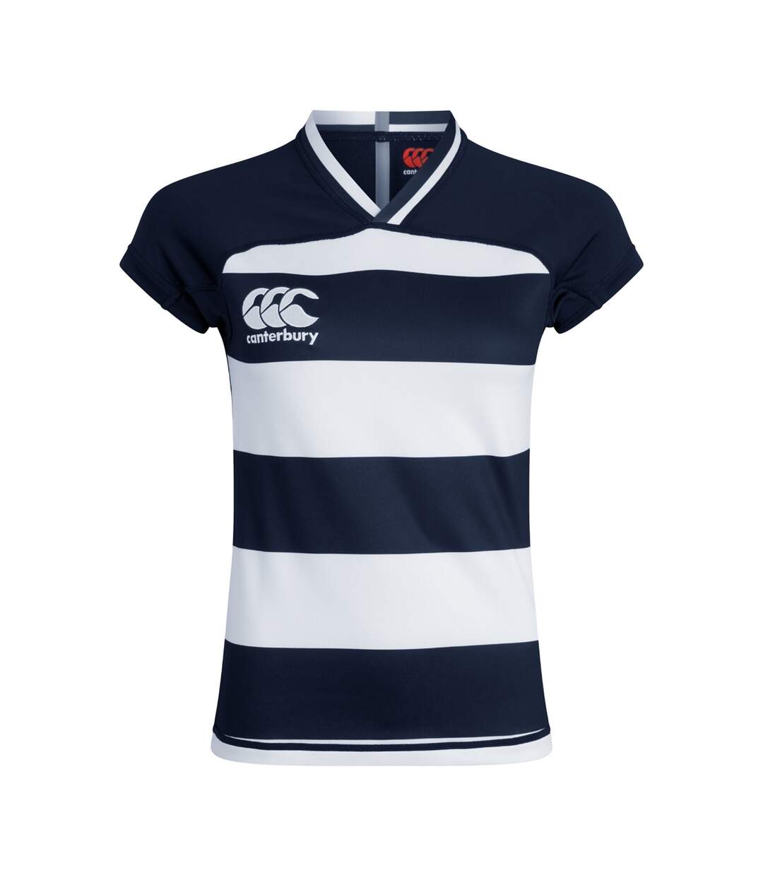 Womens/ladies Evader Hooped Vapodri Jersey Navy Canterbury-1