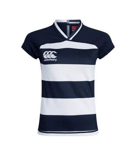 Womens/ladies Evader Hooped Vapodri Jersey Navy Canterbury