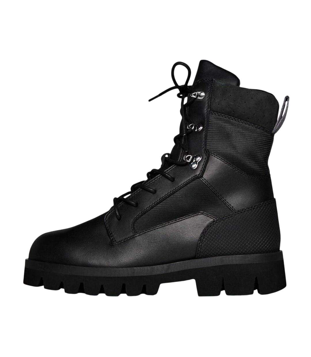 Womens/ladies Leather Combat Boots Black Heron Preston-3
