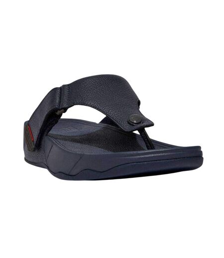 Mens Leather Toe Post Flat Sandals Navy FitFlop
