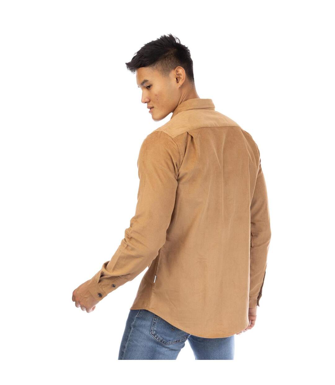 Mens Bicknell Corduroy Long-sleeved Shirt Sand Brown Peter Werth-3