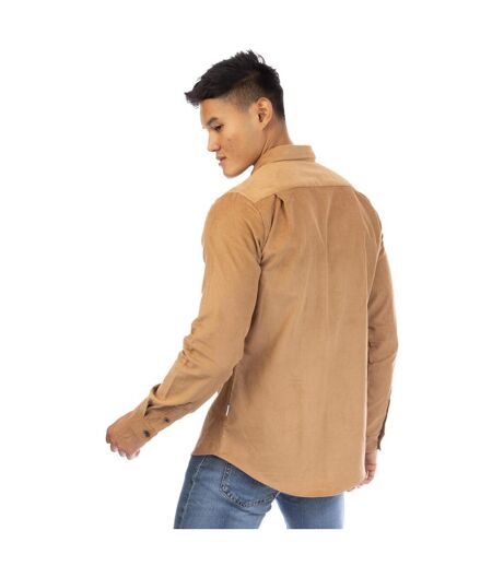 Mens Bicknell Corduroy Long-sleeved Shirt Sand Brown Peter Werth