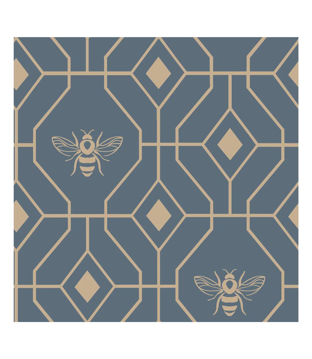 Bee deco geometric duvet cover set french blue Furn-3