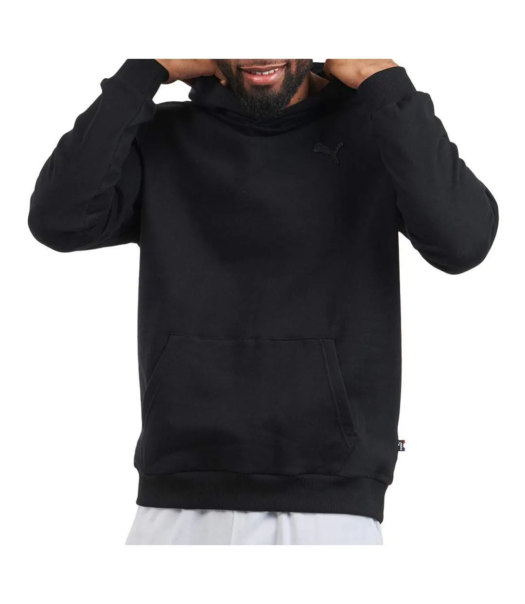 Sweat noir homme puma embroidery-1