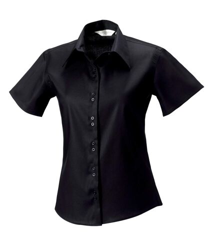 Russell Collection Ladies/Womens Short Sleeve Ultimate Non-Iron Shirt (Black) - UTBC1036