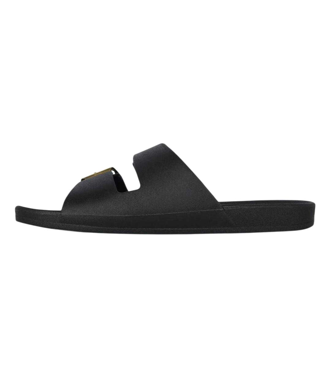 Womens/ladies Double Buckle Flat Sliders Black Biba-3
